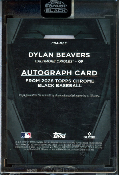 2026 Topps Chrome Black Dylan Beavers Rookie Autograph Blue /150 Orioles - Trading Card Market