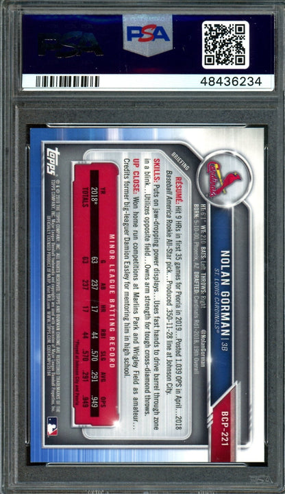 2019 Bowman Chrome Nolan Gorman Red Shimmer /10 PSA 9 Cardinals - Trading Card Market