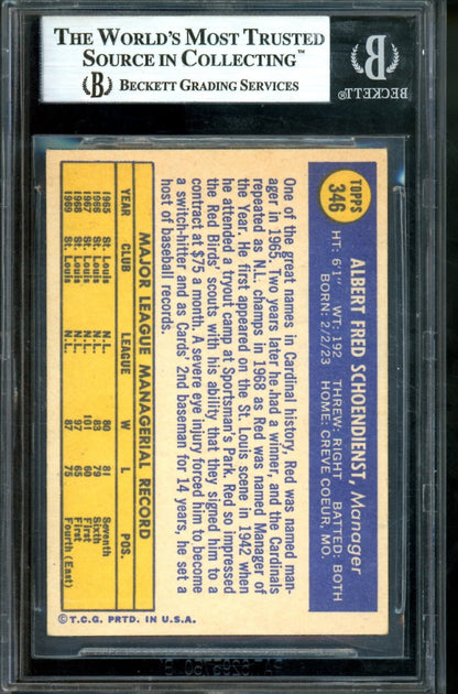 1970 Topps Red Schoendienst Autograph 346 BGS Authentic Cardinals - Trading Card Market