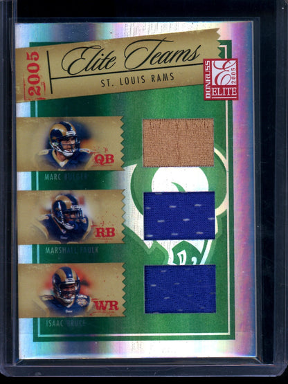 2005 Panini Elite Bulger / Faulk / Bruce Elite Teams Triple Relic /100 Rams - Trading Card Market