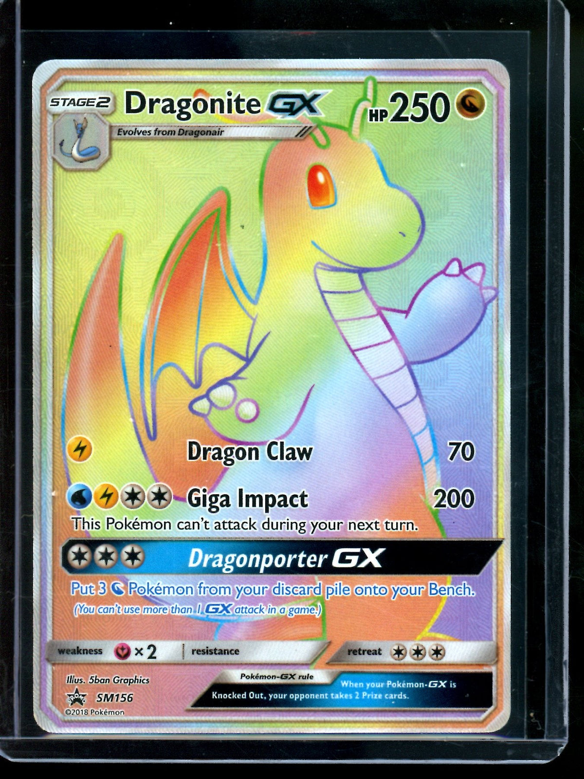 2018 Pokemon Sun and Moon Dragonite GX SM156