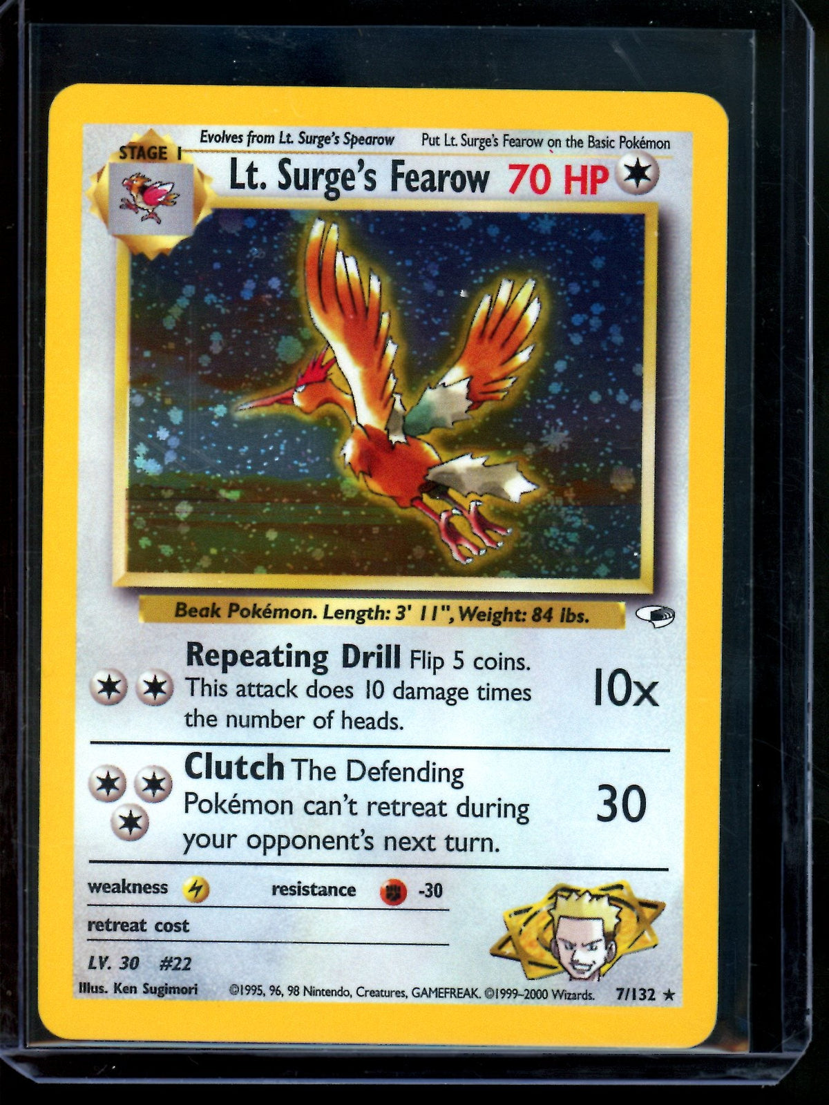 1999 Pokemon Gym Heroes Lt. Surge's Fearow Holo 7/132 (A) - Trading Card Market