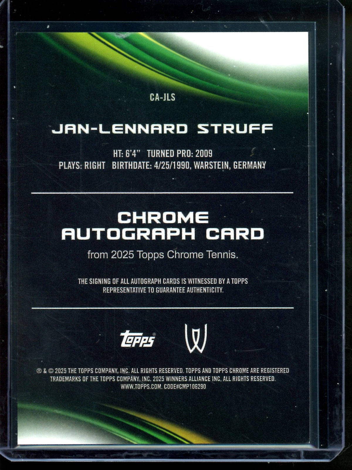 2025 Topps Chrome Jan-Lennard Struff Black Refractor Autograph /10