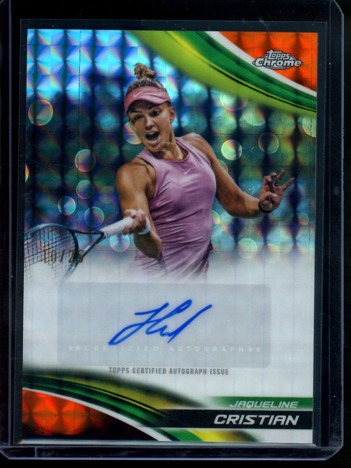 2025 Topps Chrome Jaqueline Cristian Orange Geometric Refractor Autograph /25