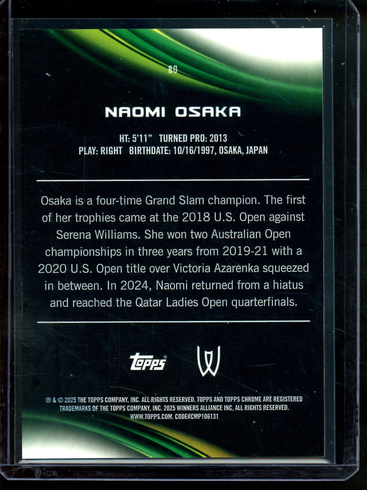 2025 Topps Chrome Naomi Osaka Gold Refractor /50