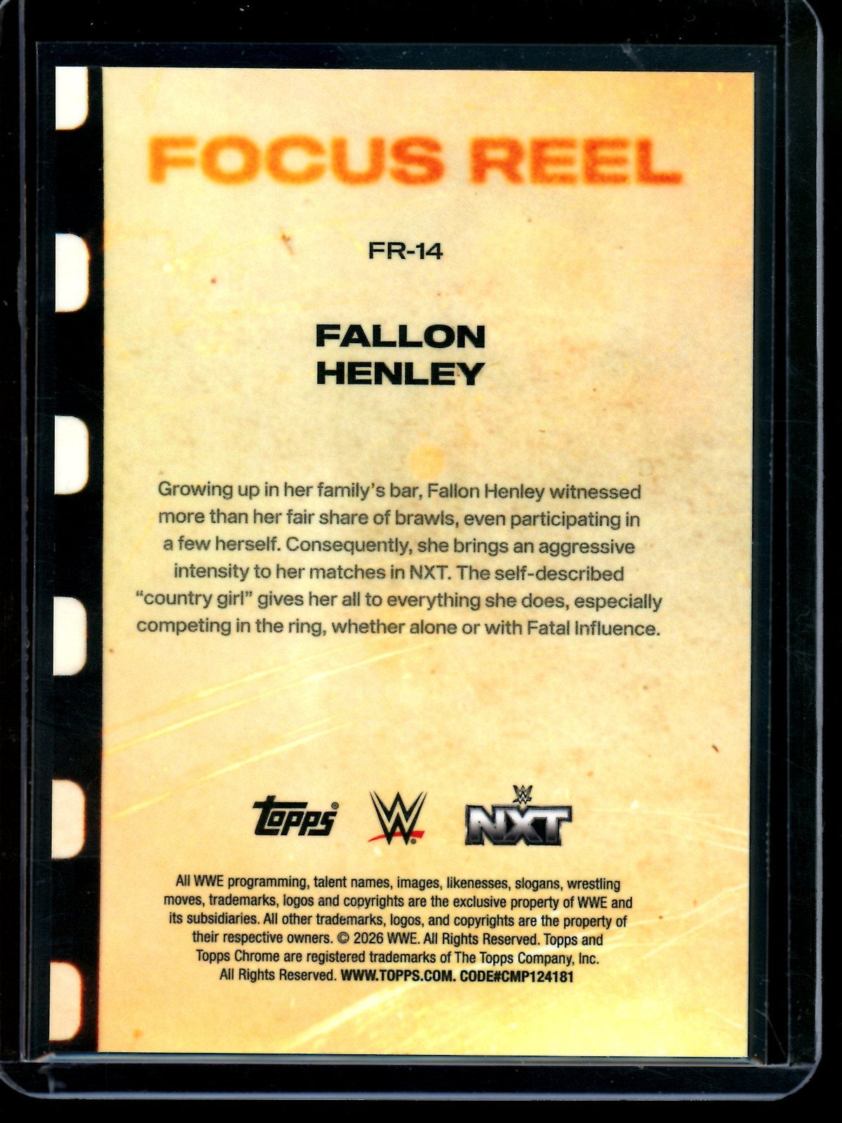 2026 Topps Chrome Fallon Henley Focus Reel Gold Refractor /50