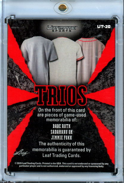 2026 Leaf Ultimate Ruth / Oh / Foxx Trios Bat Relic Encased /5