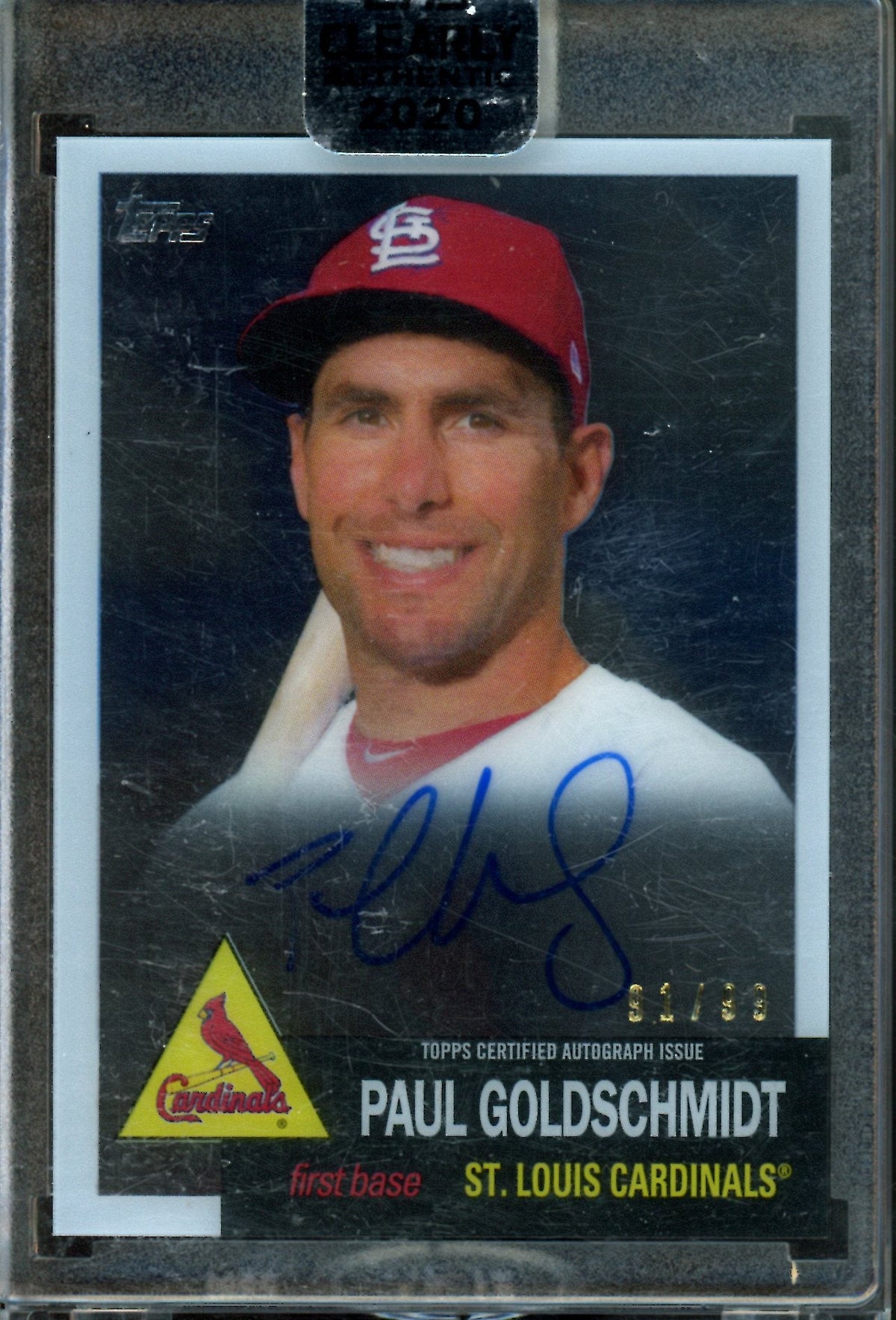 2020 Leaf Clearly Authentic Paul Goldschmidt Encased Autograph /99 Cardinals