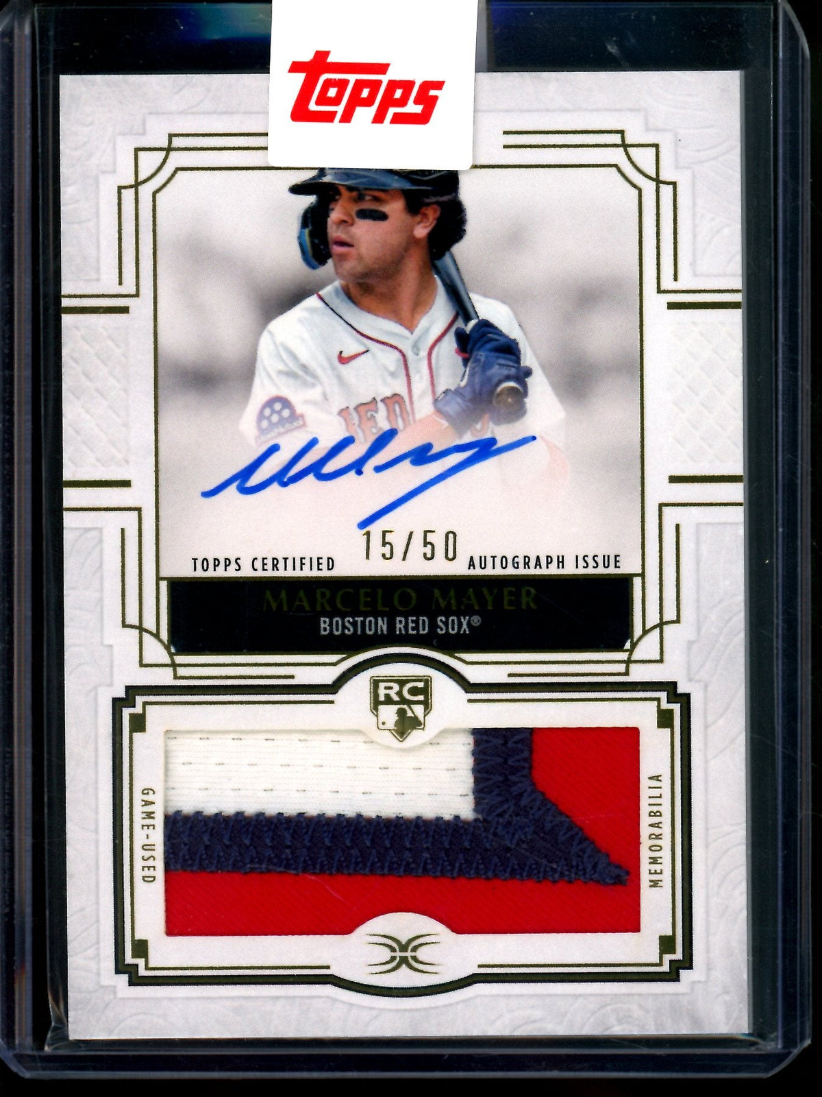 2025 Topps Definitive Marcelo Mayer Rookie Patch Autograph /50 Red Sox