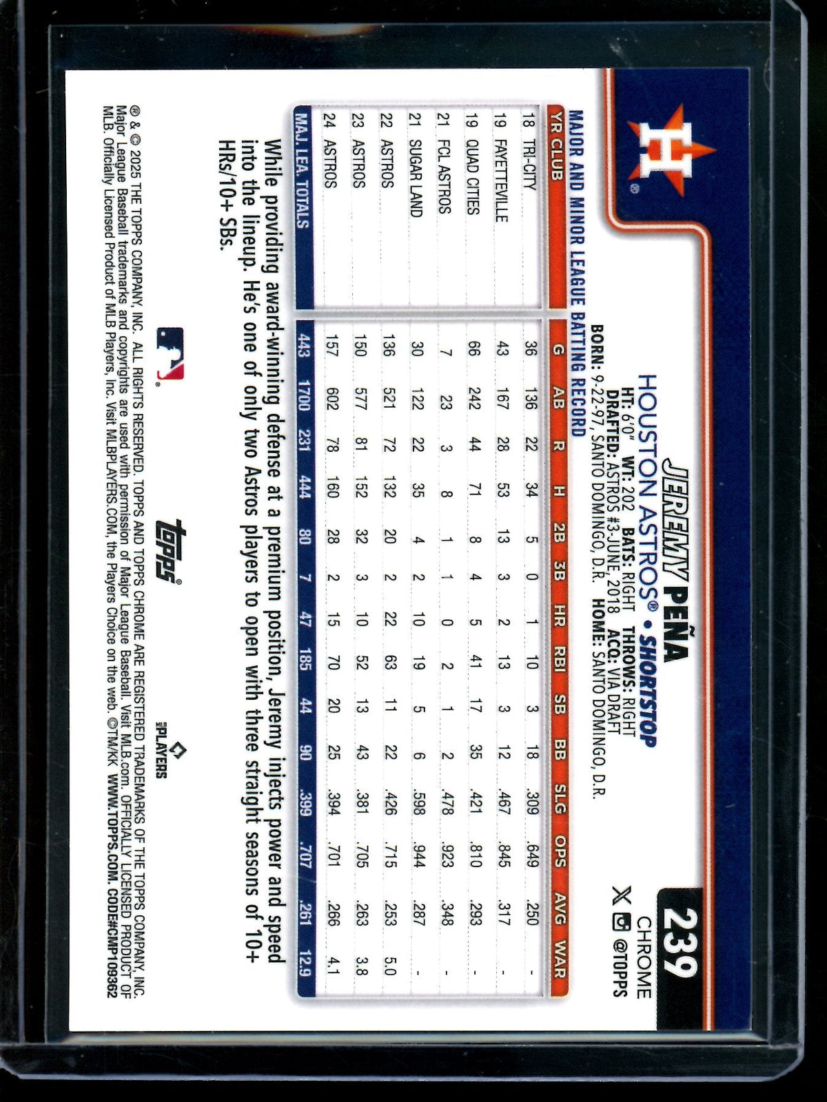 2025 Topps Chrome Jeremy Pena Murakami Refractor /3 Astros