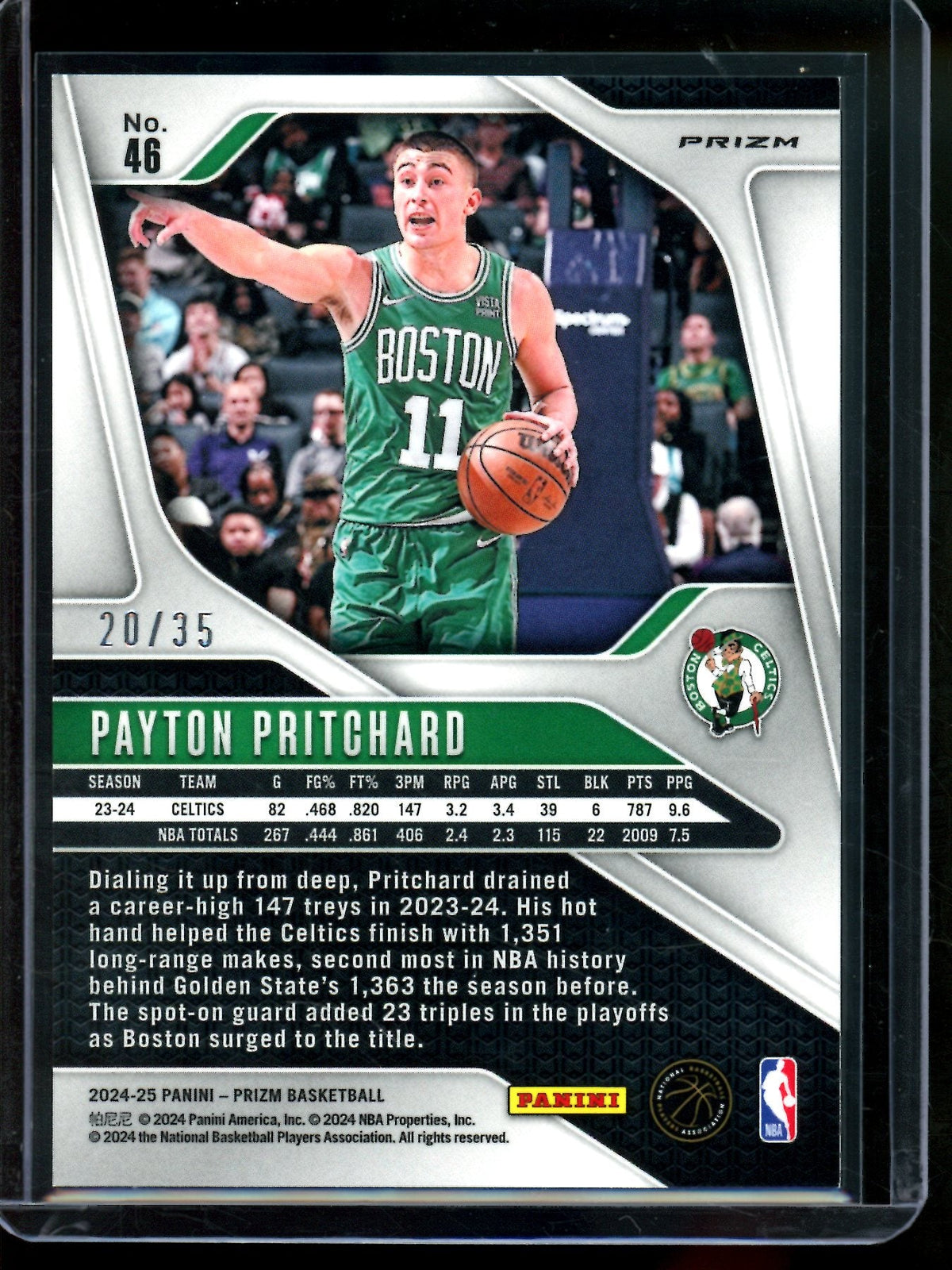 2024 Panini Prizm Payton Pritchard Blue Shimmer /35 Celtics