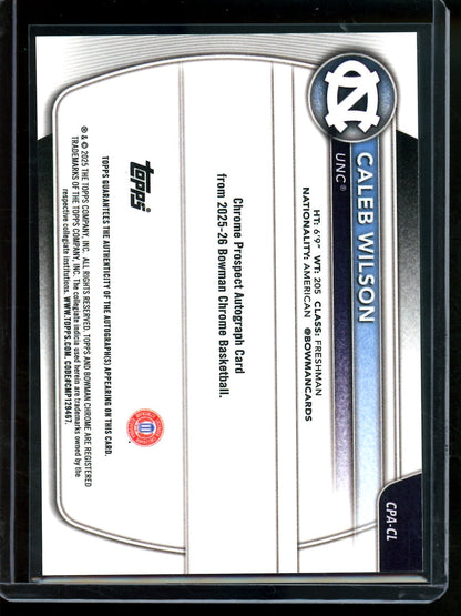 2025 Bowman U Chrome Caleb Wilson 1st Purple Refractor Autograph /250 UNC