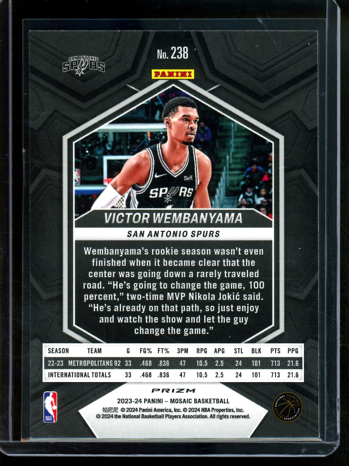 2023 Panini Mosaic Victor Wembanyama Blue Rookie Spurs