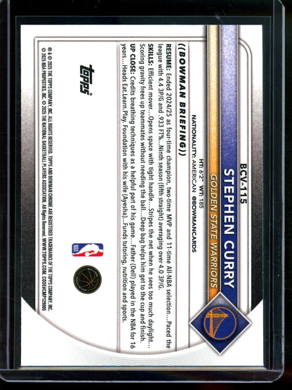 2025 Bowman Chrome Stephen Curry Purple Refractor /250 Warriors