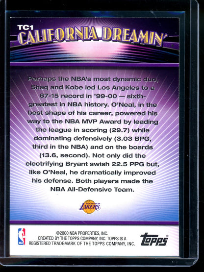 2000 Topps California Dreamin' Kobe Bryant / Shaq Lakers
