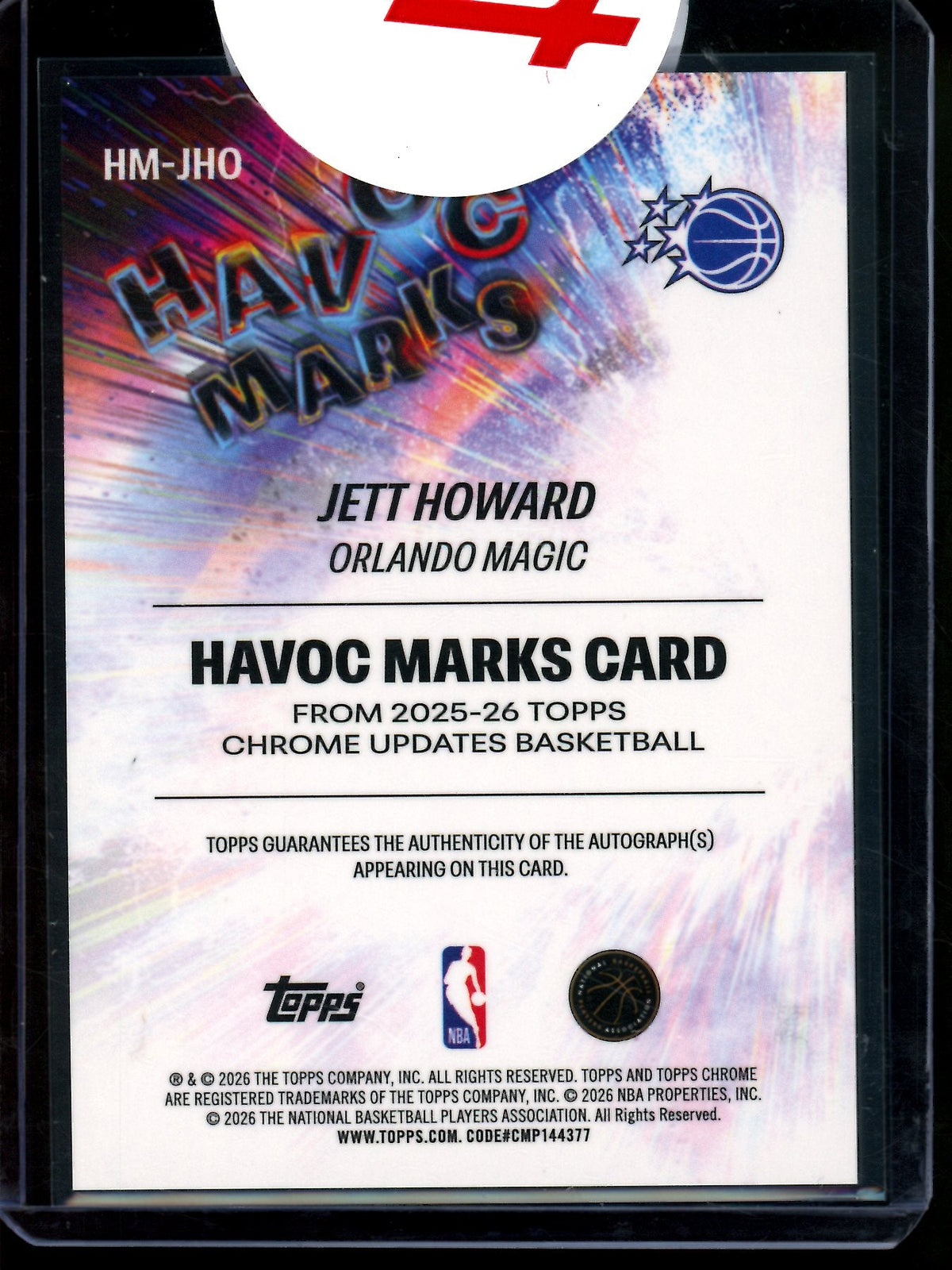 2026 Topps Chrome Jett Howard Havoc Marks Gold Refractor Autograph /50 Magic
