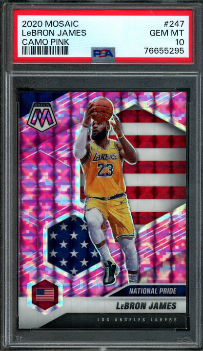 2020 Panini Mosaic Lebron James Camo Pink PSA 10 Lakers