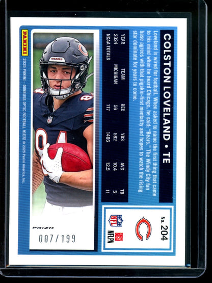 2025 Panini Optic Colston Loveland Green Rated Rookie /199 Bears - Trading Card Market