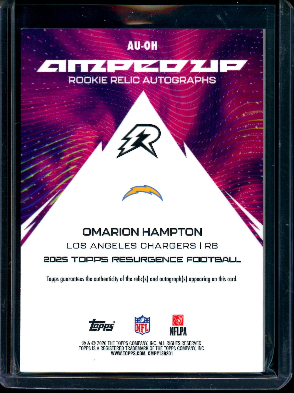 2026 Topps Resurgence Omarion Hampton Amped Up Dual RC Patch Autograph Red /5 Chargers - Trading Card Market