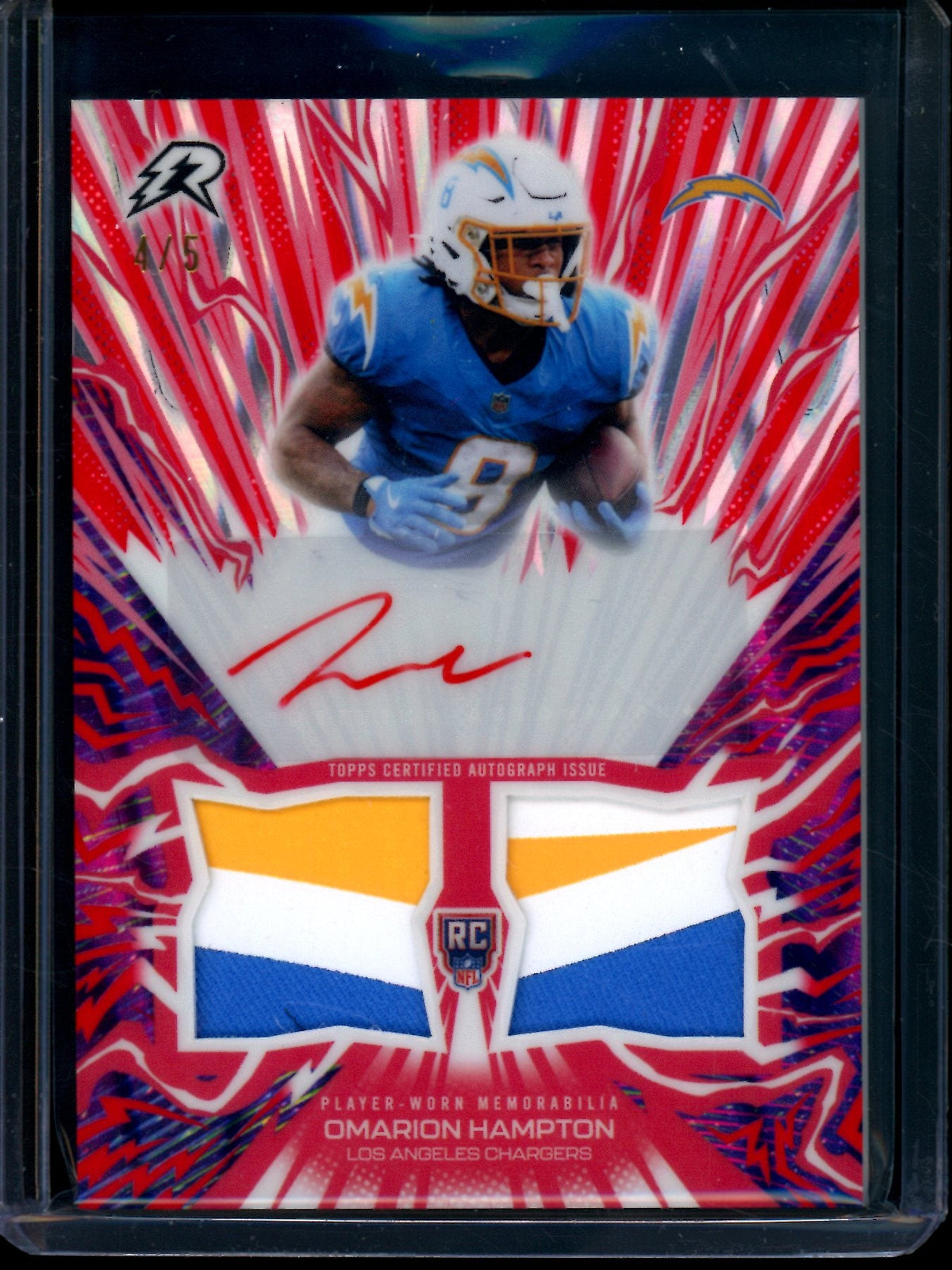 2026 Topps Resurgence Omarion Hampton Amped Up Dual RC Patch Autograph Red /5 Chargers - Trading Card Market