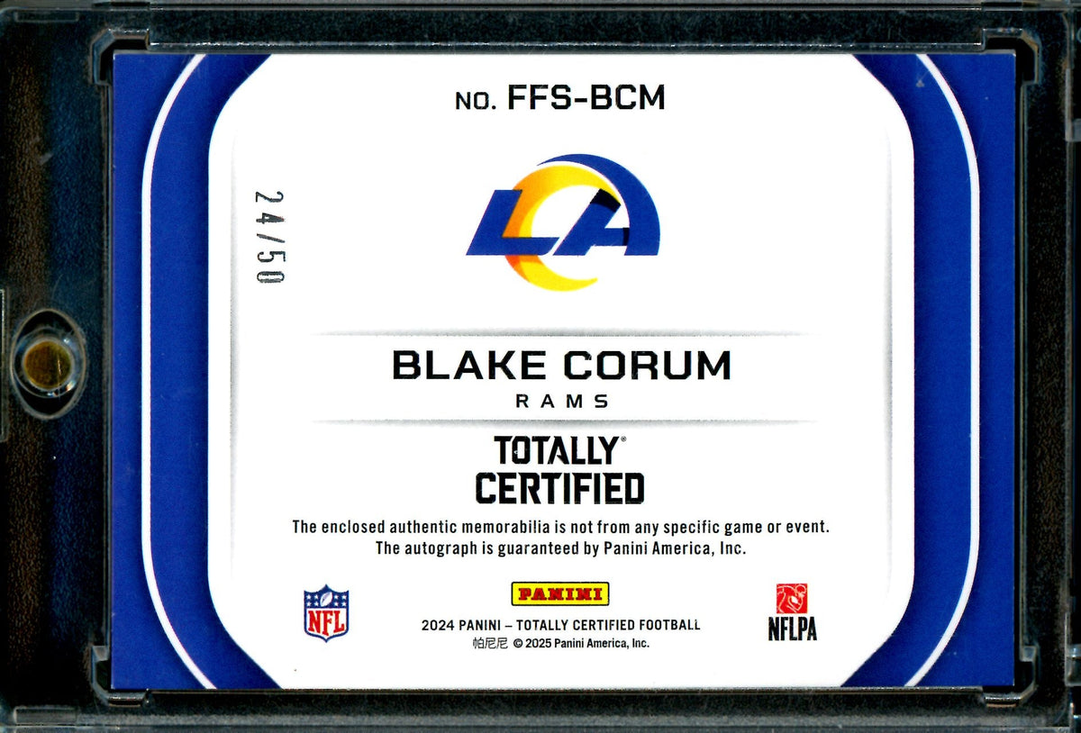 2024 Panini Totally Certified Blake Corum Rookie Freshman Fabric Autograph /50 Rams - Trading Card Market