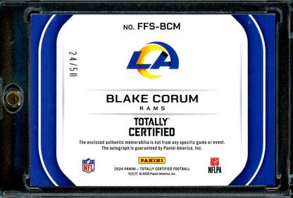 2024 Panini Totally Certified Blake Corum Rookie Freshman Fabric Autograph /50 Rams - Trading Card Market
