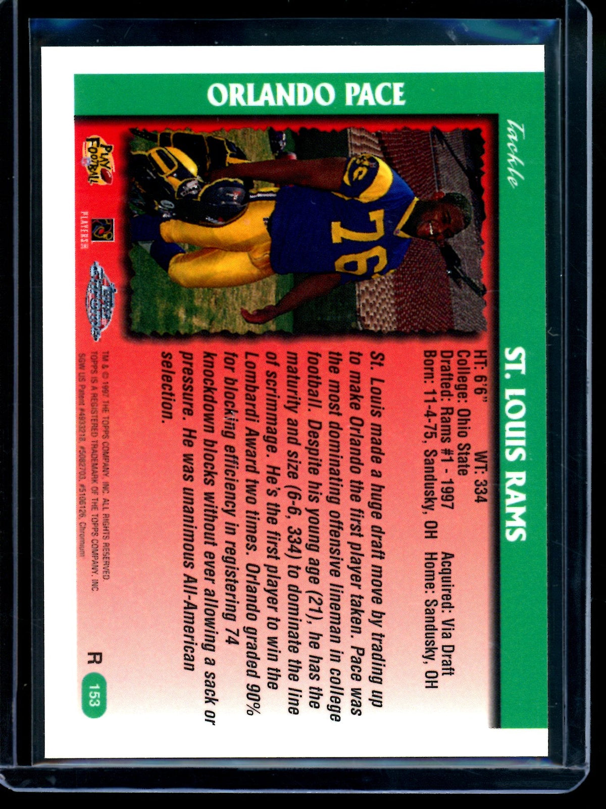1997 Topps Chrome Orlando Pace Draft Pick Rookie Refractor Rams - Trading Card Market