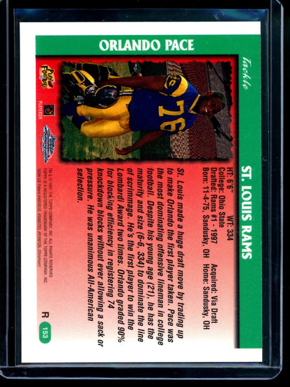 1997 Topps Chrome Orlando Pace Draft Pick Rookie Refractor Rams - Trading Card Market