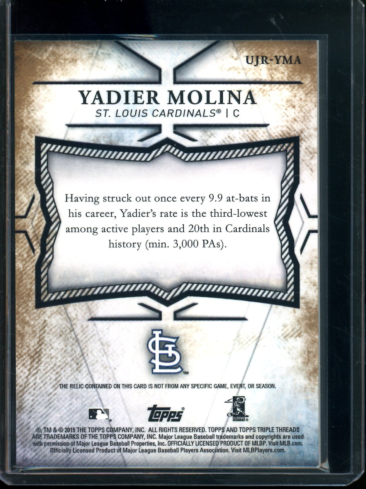 2015 Topps Triple Threads Yadier Molina Jumbo Relic /27 Cardinals - Trading Card Market
