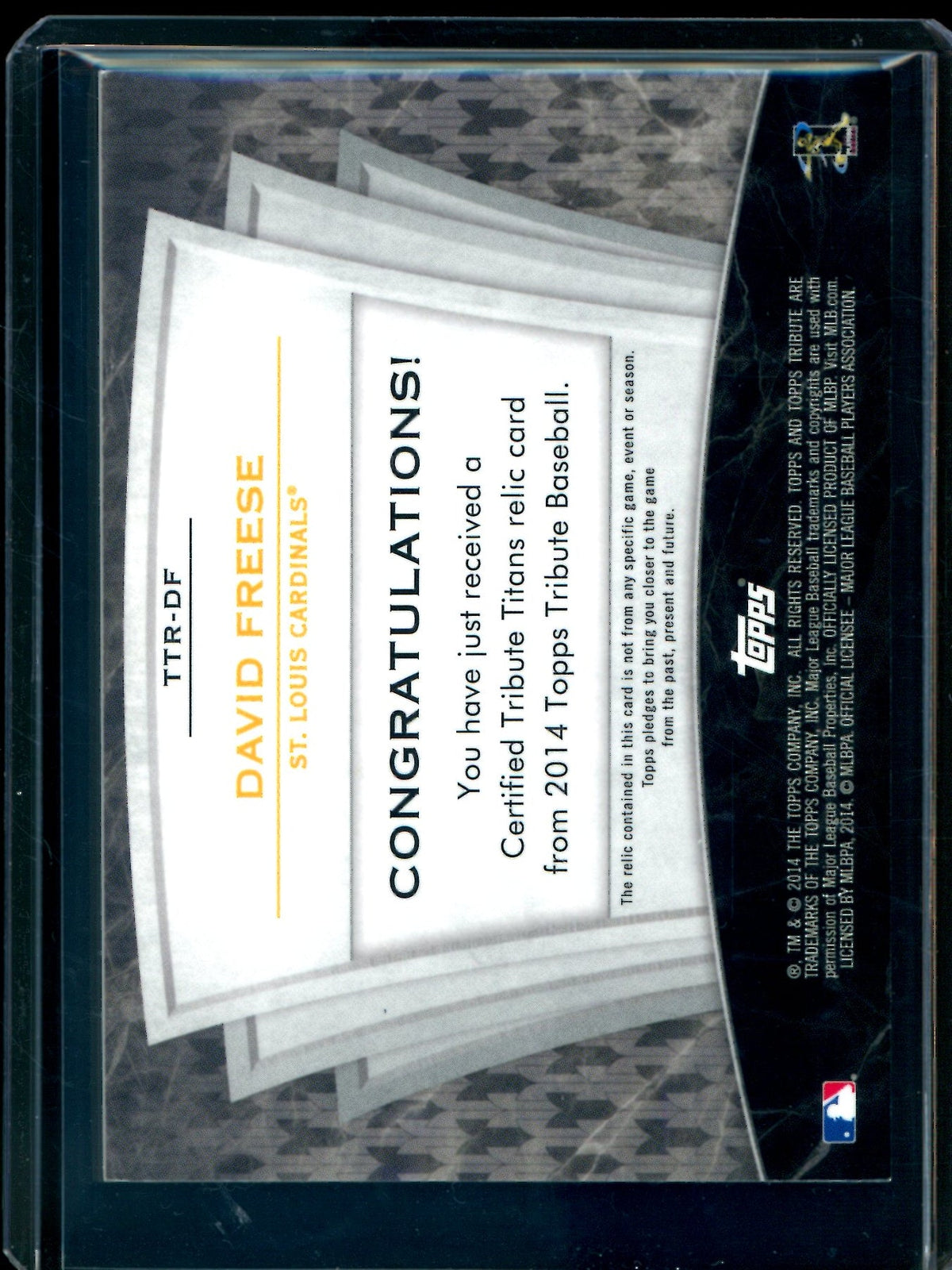 2014 Topps Tribute David Freese Titans Jersey Relic /35 Cardinals - Trading Card Market