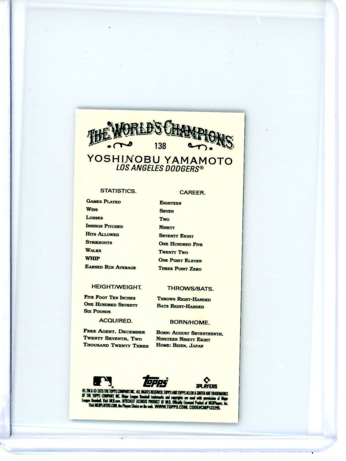 2025 Topps Allen and Ginter Yoshinobu Yamamoto Mini Gold Refractor /50 Dodgers - Trading Card Market