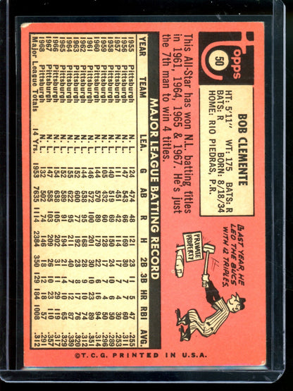 1969 Topps Roberto Clemente 50 Pirates - Trading Card Market