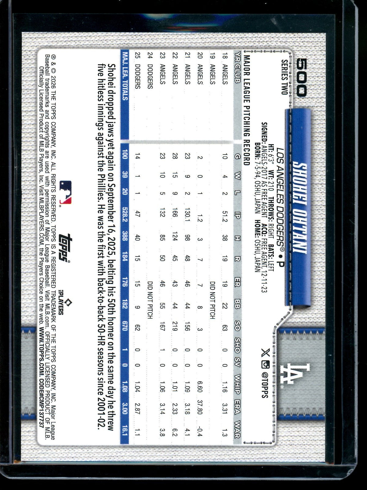 2026 Topps Flagship Shohei Ohtani Team Border SSP Dodgers (Edge Damage) - Trading Card Market