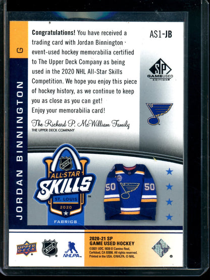 2020 Upper Deck SP Game Used Jordan Binnington Relic All-Star Skills Blues - Trading Card Market