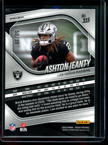 2025 Panini Prizm Ashton Jeanty Blue Cracked Ice Rookie /99 Raiders - Trading Card Market