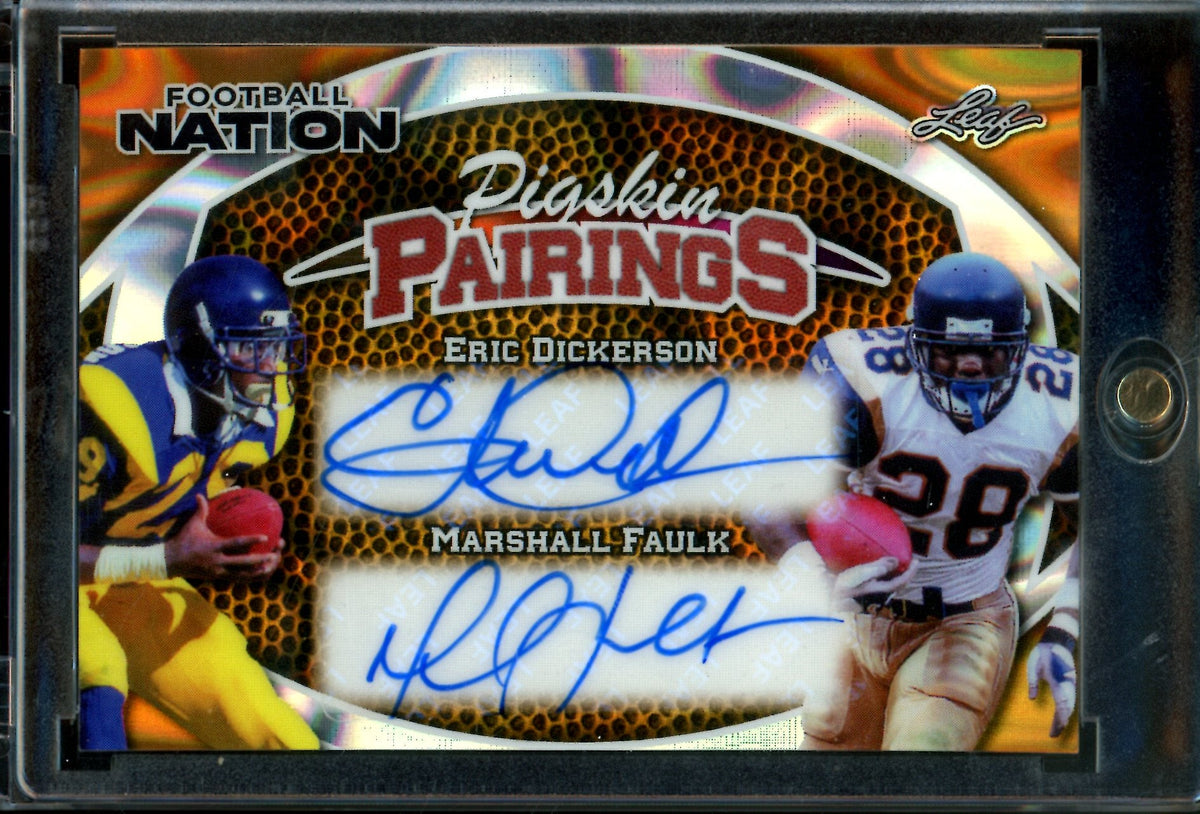 2025 Leaf Football Nation Eric Dickerson / Marshall Faulk Dual 1/1 Pigskin Pairings Rams - Trading Card Market