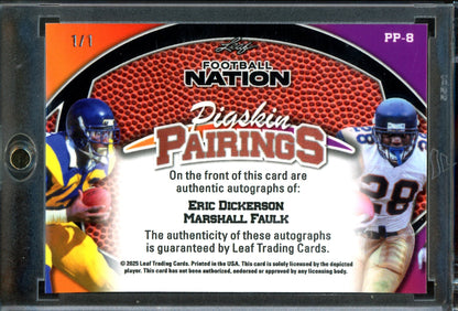 2025 Leaf Football Nation Eric Dickerson / Marshall Faulk Dual 1/1 Pigskin Pairings Rams - Trading Card Market