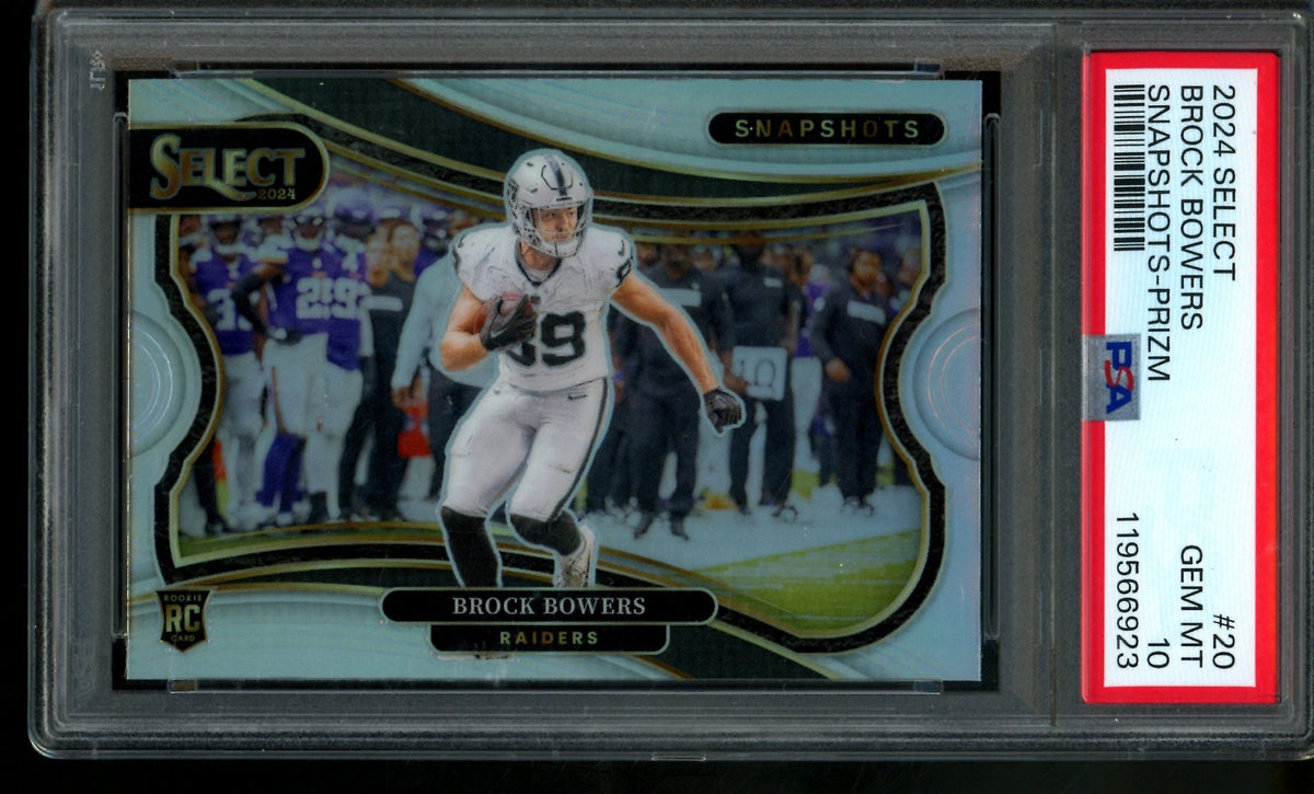 2024 Panini Select Brock Bowers Snapshots-Prizm Rookie PSA 10 Raiders - Trading Card Market