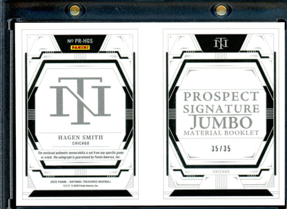 2025 Panini National Treasures Hagen Smith Jumbo Material Autograph Booklet /35 White Sox