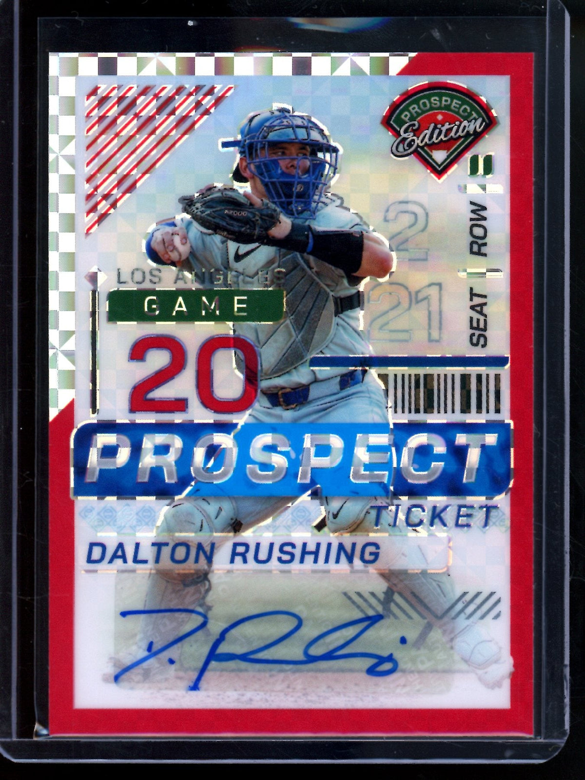 2024 Panini Prospect Edition Dalton Rushing Red Autograph /99 Dodgers