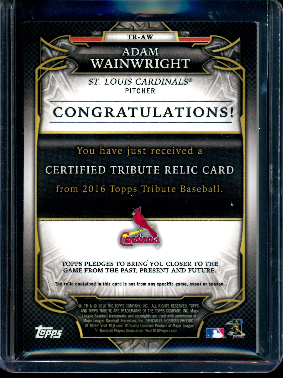 2016 Topps Tribute Adam Wainwright Jersey Relic Orange /25 Cardinals