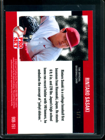 2026 Leaf Pro Set Rintaro Sasaki Gold Refractor 1/1