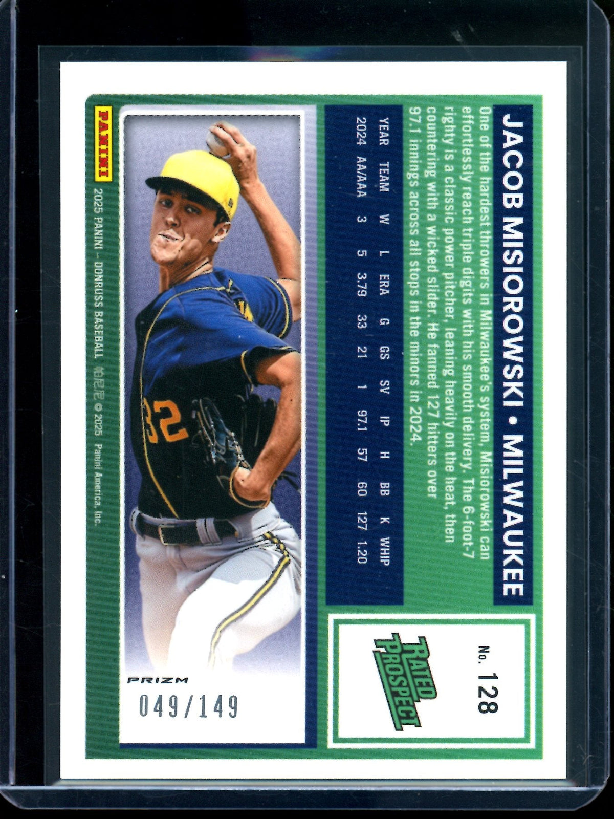 2025 Panini Optic Jacob Misiorowski Green Rated Prospect /149 Brewers