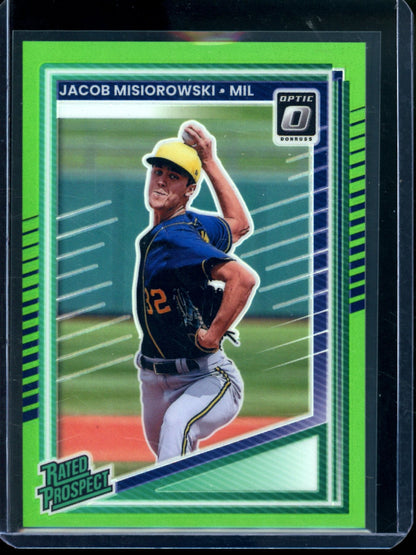2025 Panini Optic Jacob Misiorowski Green Rated Prospect /149 Brewers