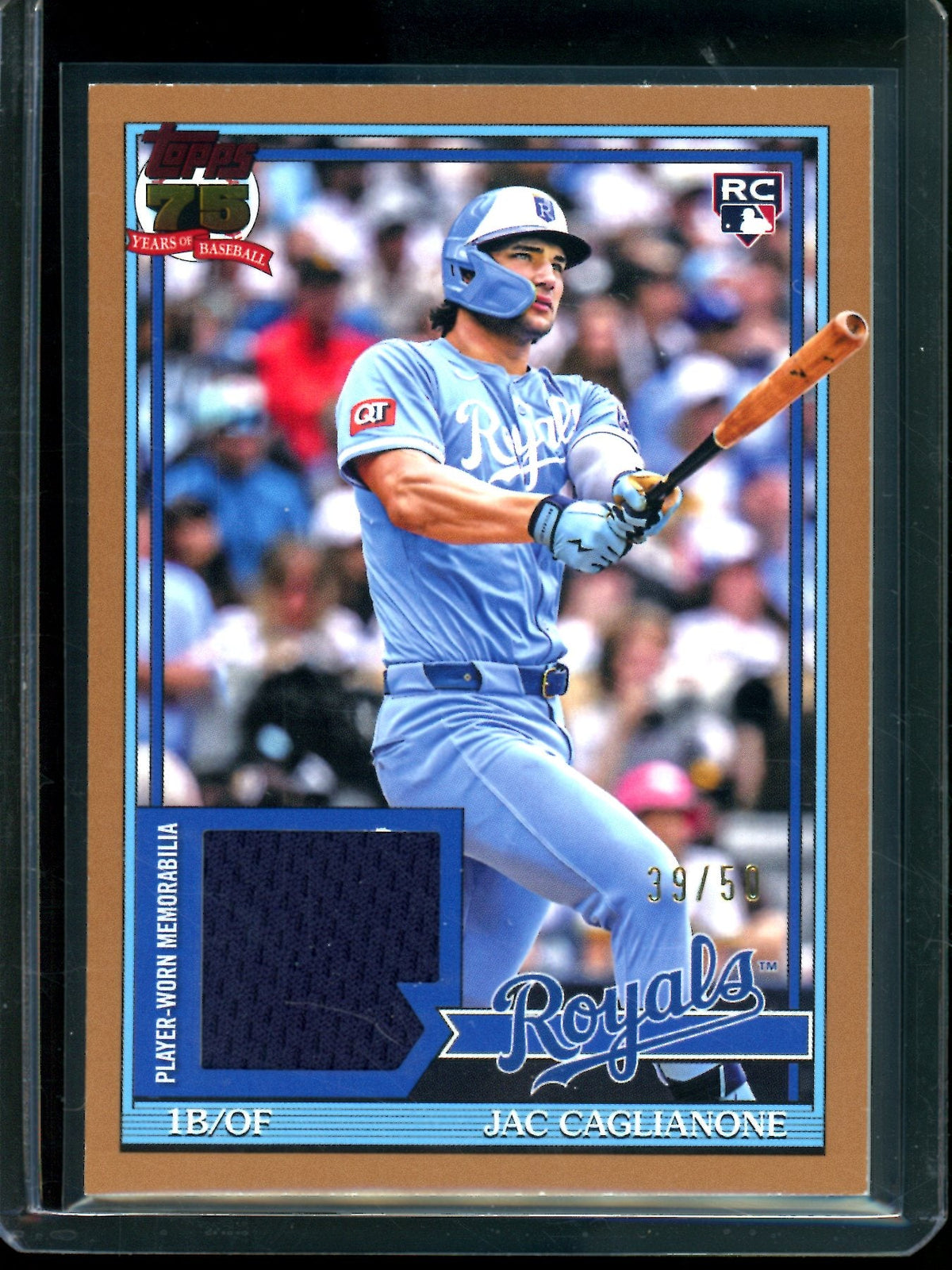 2026 Topps Flagship Jac Caglianone 91' Gold Rookie Relic /50 Royals
