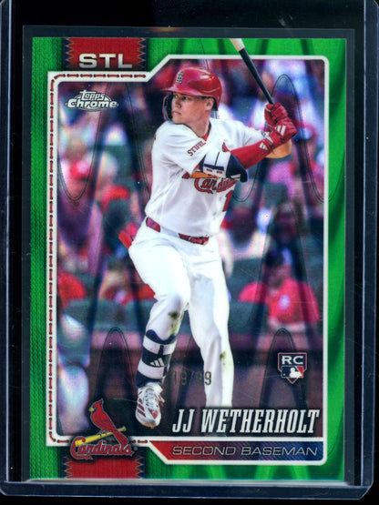 2026 Topps Chrome JJ Wetherholt Green Raywave Refractor Rookie /99 Cardinals