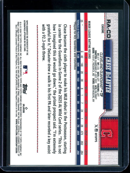2026 Topps Chrome Chase DeLauter Rookie Autograph Guardians