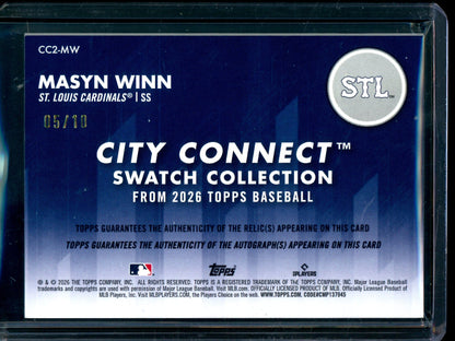 2026 Topps Flagship Masyn Winn City Connect Patch Autograph /10 Cardinals