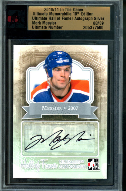 2010 In the Game Mark Messier Hall of Famer Autograph /9 Encased Oilers