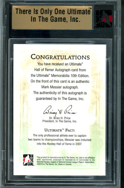 2010 In the Game Mark Messier Hall of Famer Autograph /9 Encased Oilers